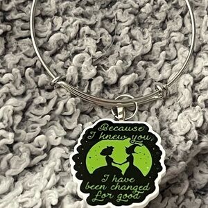 Silver Bracelet with Green Charm